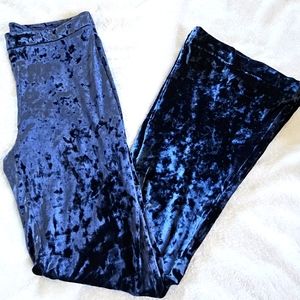 ZARA Velvet Flare Pants - Blue-  Size M